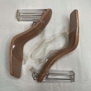 Nude & Clear Heels. Size 10 in Women. 4 inch Heels